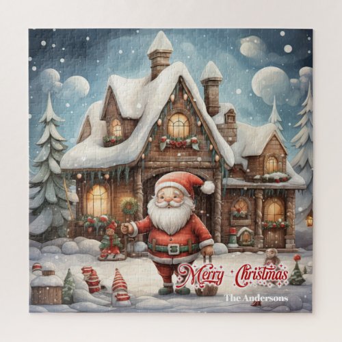 Cute cartoon Santa Claus in workshop Jigsaw Puzzle