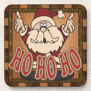 Cute Cartoon Santa Ho Ho Ho Christmas Drink Coaster