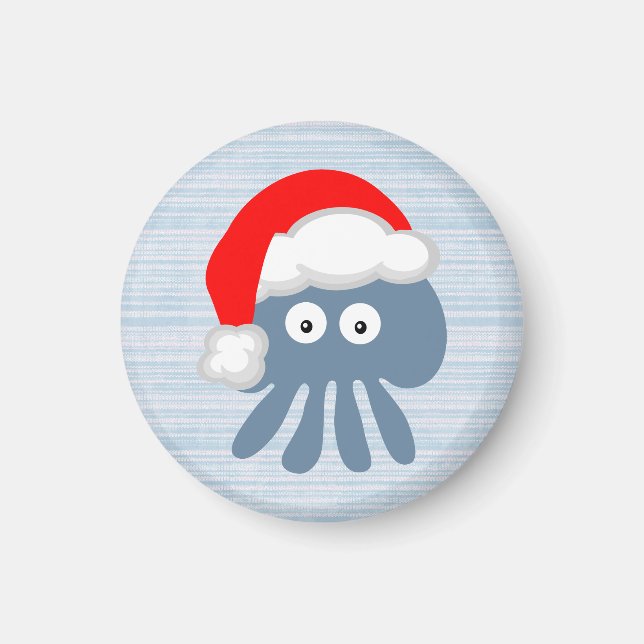 Cute Cartoon Santa Jellyfish Magnet (Front)