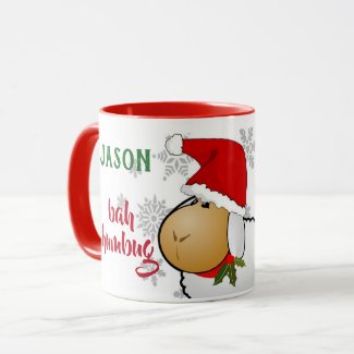 Cute Cartoon Santa Sheep Bah Humbug Christmas Mug