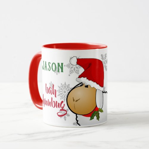 Cute Cartoon Santa Sheep Bah Humbug Christmas Mug