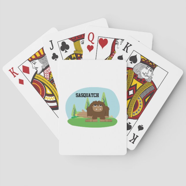 Cute Cartoon Sasquatch Poker Cards (Back)