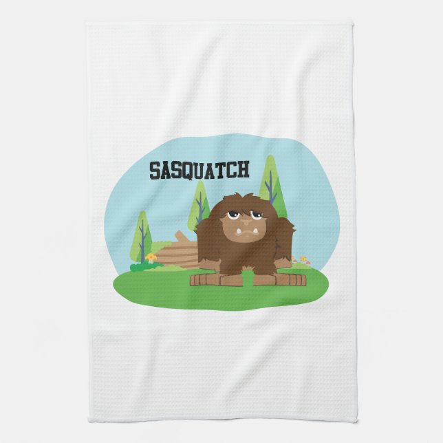 Cute Cartoon Sasquatch Towel (Vertical)