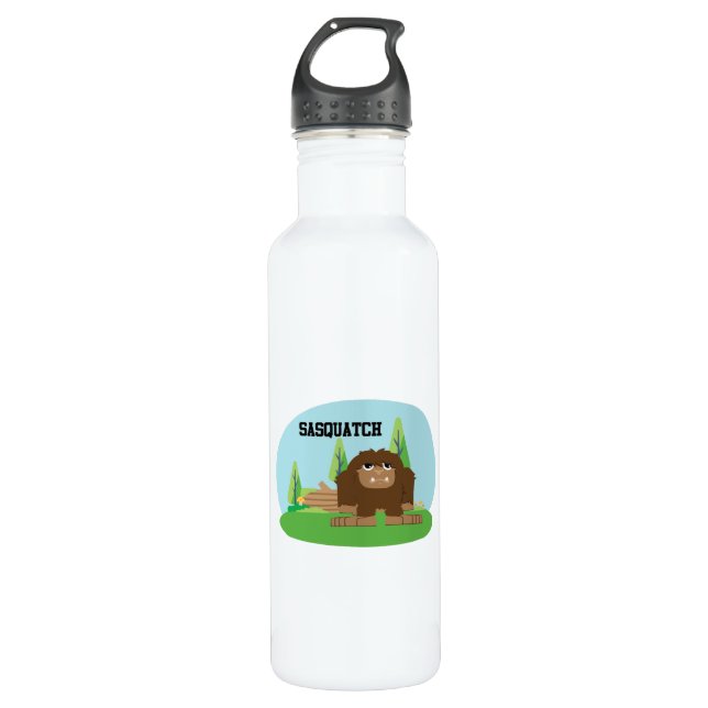 Cute Cartoon Sasquatch Water Bottle (Front)