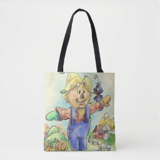 Cute cartoon scarecrow tote bag