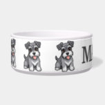 Cute Cartoon Schnauzer Personalize Bowl<br><div class="desc">Add your pet's name to personalize.</div>