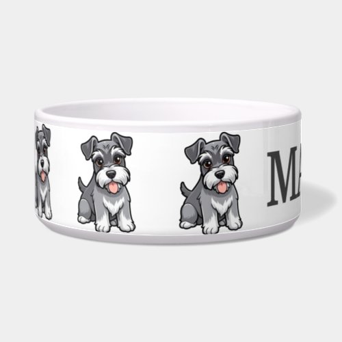 Cute Cartoon Schnauzer Personalize Bowl