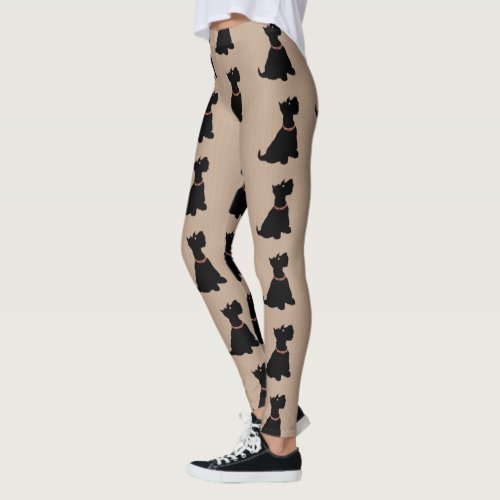 Cute Cartoon Scottie Dog Leggings