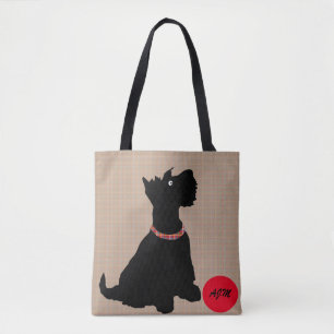 Cute Cartoon Scottie Dog with Red Ball Tote Bag