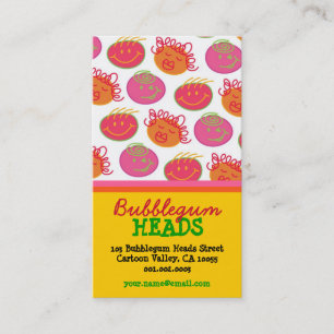 Cute Cartoon Scribbles Fun Silly Bubblegum Heads Business Card