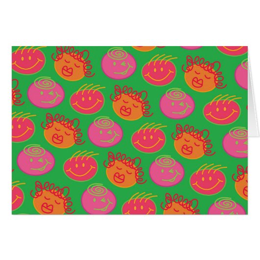 Cute Cartoon Scribbles Fun Silly Bubblegum Heads Cards (Front Horizontal)