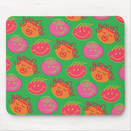 Cute Cartoon Scribbles Fun Silly Bubblegum Heads Mouse Pad