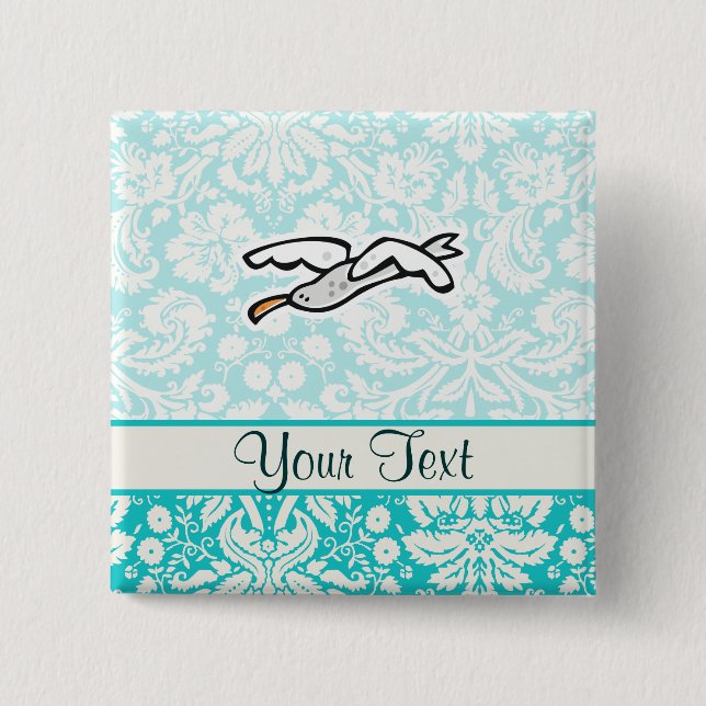 Cute Cartoon Seagull Button (Front)