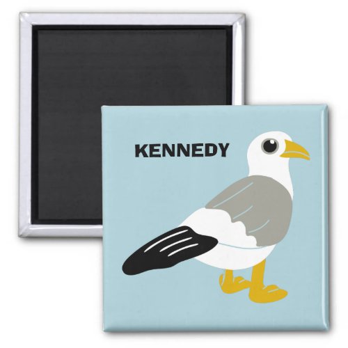 Cute Cartoon Seagull Light Blue Personalized Magnet