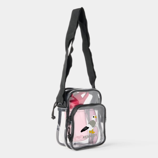 Cute Cartoon Seagull Personalized Clear Crossbody Bag (Right)