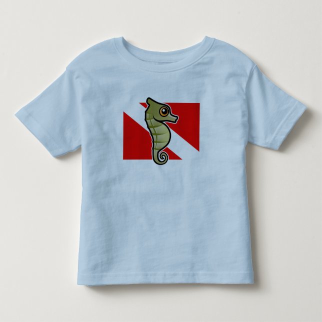 Cute Cartoon Seahorse Dive Flag Toddler T-shirt (Front)