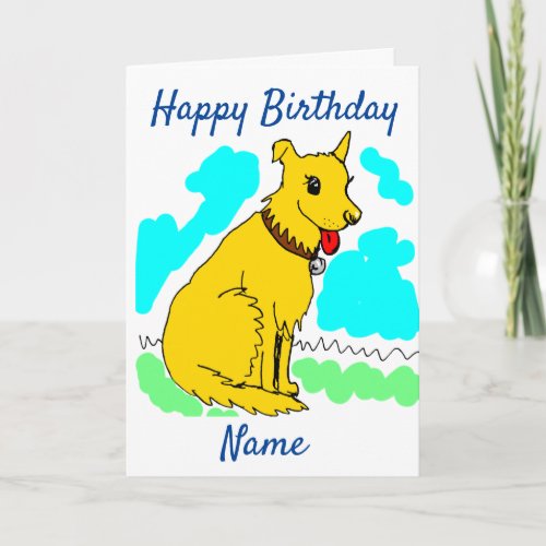 Cute Cartoon Shaggy Dog Birthday Card