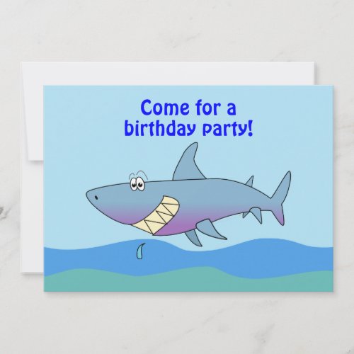 Cute Cartoon Shark Birthday Invitations Template