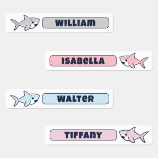 Cute Cartoon Shark Kids' Name Labels