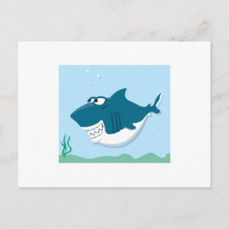 cute cartoon shark postcard