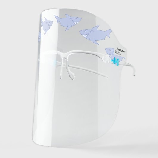 Cute Cartoon Sharks Ocean Animals Face Shield (Front Left)