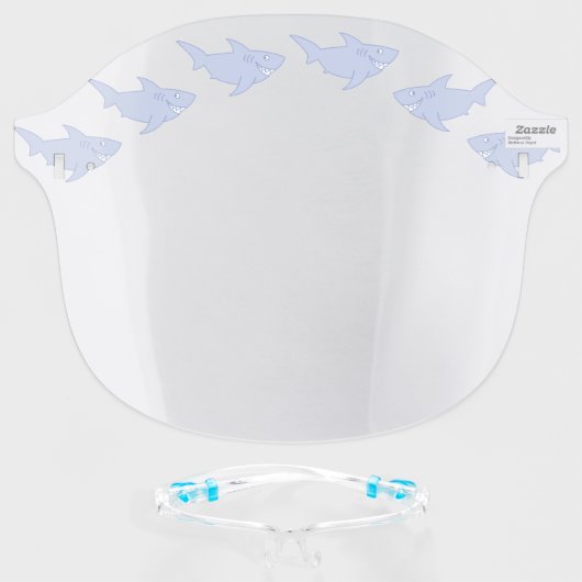 Cute Cartoon Sharks Ocean Animals Face Shield (Front w/Glasses)