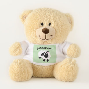 Cute Cartoon Sheep Green Name Teddy Bear