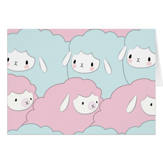 Cute Cartoon Sheep Pattern Cards (Front Horizontal)