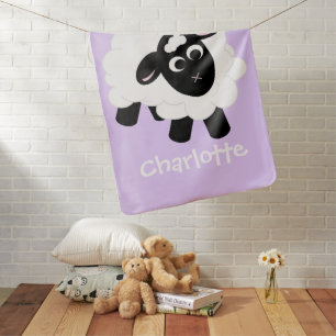 Cute Cartoon Sheep Purple Baby Blanket