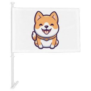 Cute Cartoon Shiba Inu  Car Flag