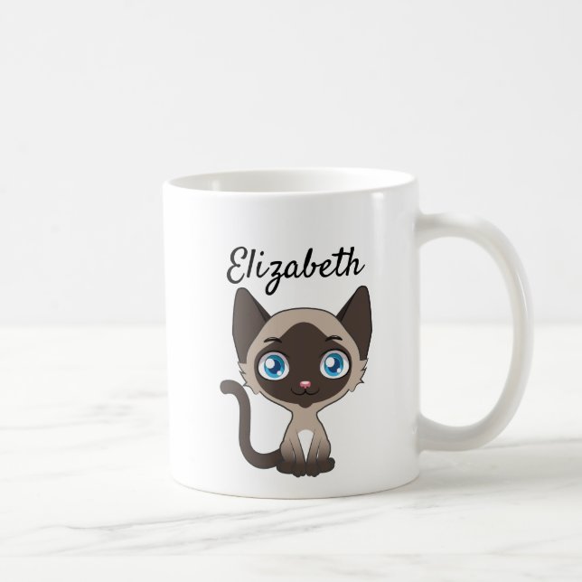 Cute Cartoon Siamese Cat Coffee Mug (Right)