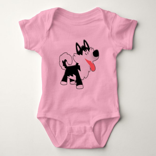 Cute Cartoon Siberian Husky Baby Clothing Baby Bodysuit (Front)