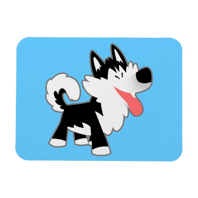 Cute Cartoon Siberian Husky Flexible Magnet (Horizontal)