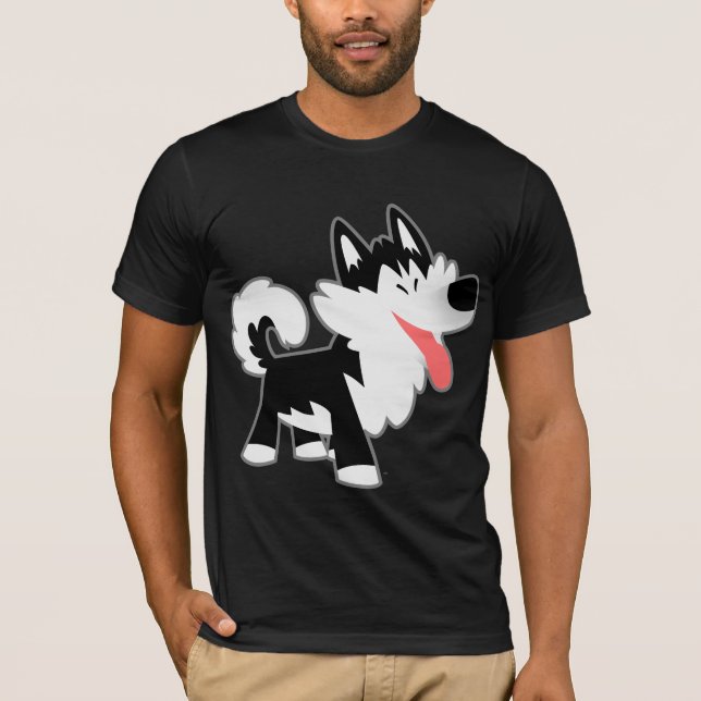 Cute Cartoon Siberian Husky T-Shirt (Front)