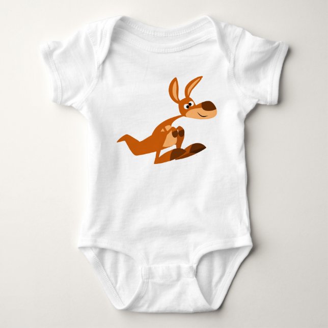 Cute Cartoon Silly Kangaroo Baby Baby Bodysuit (Front)