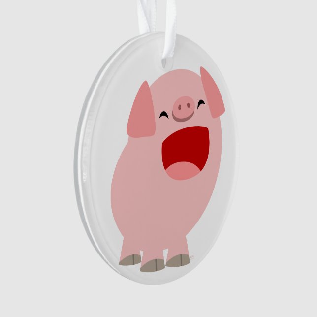 Cute Cartoon Singing Pig Acrylic Ornament (Front)
