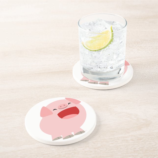 Cute Cartoon Singing Pig Coaster (Side)