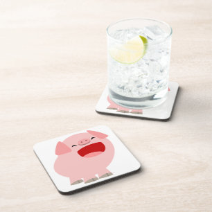 Cute Cartoon Singing Pig Coasters Set