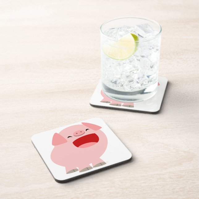Cute Cartoon Singing Pig Coasters Set (Right Side)