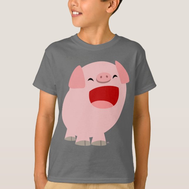 Cute Cartoon Singing Pig Kids T-Shirt (Front)