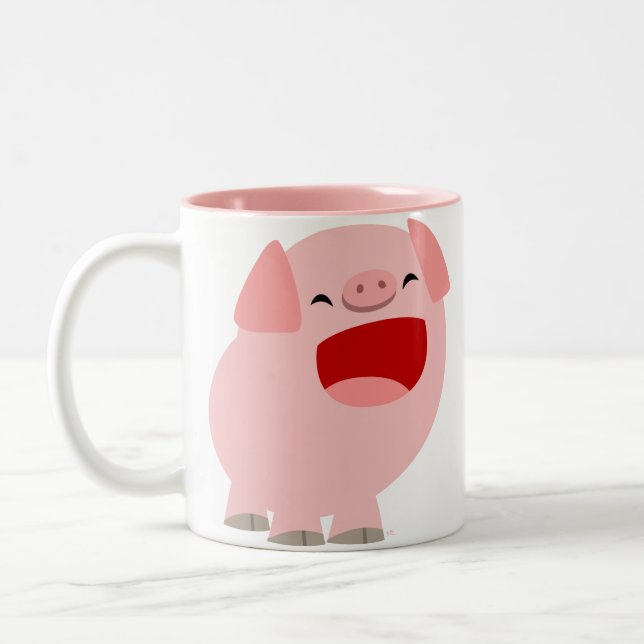 Cute Cartoon Singing Pig Mug (Left)