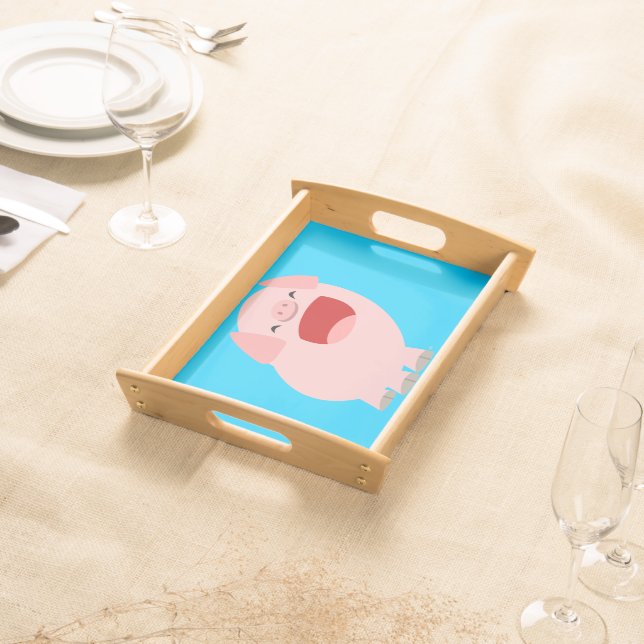 Cute Cartoon Singing Pig Serving Tray (Front)