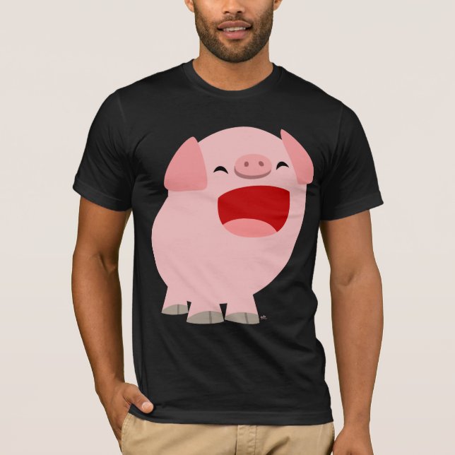 Cute Cartoon Singing Pig T-Shirt (Front)