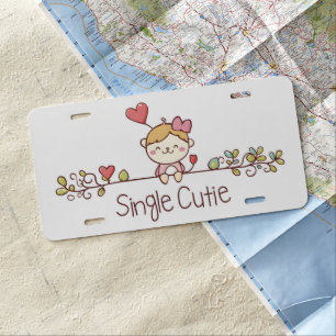 Cute Cartoon Single Cutie License Plate