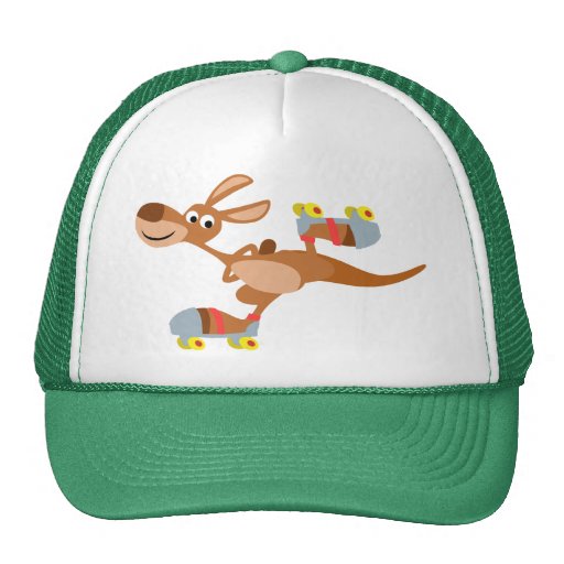 Cute Cartoon Skating Kangaroo Hat | Zazzle