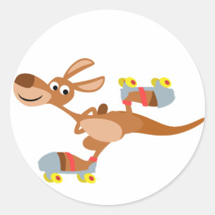 Cute Cartoon Skating Kangaroo Sticker