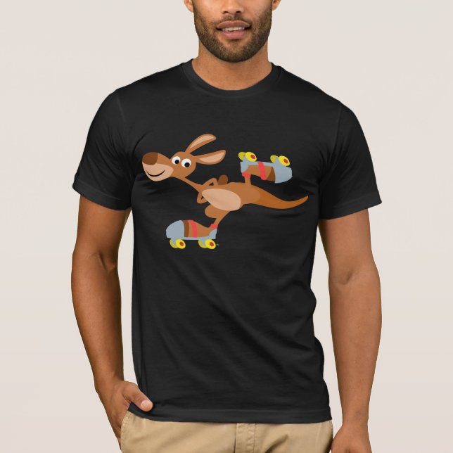 Cute Cartoon Skating Kangaroo T-Shirt (Front)