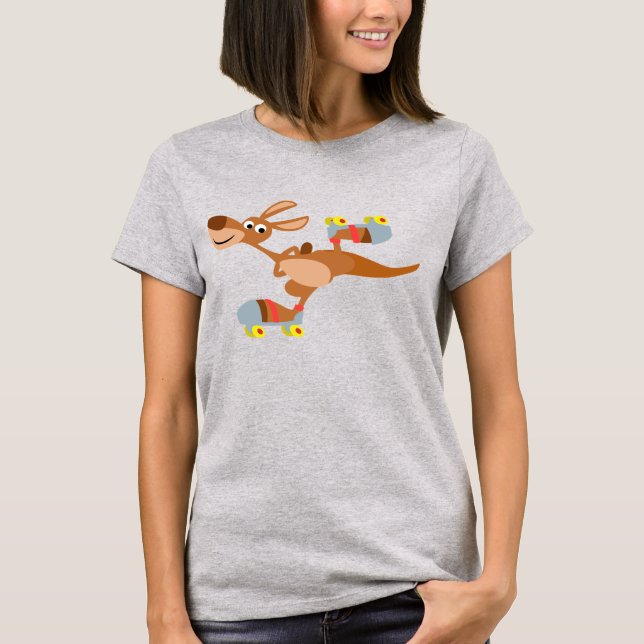 Cute Cartoon Skating Kangaroo Women T-Shirt (Front)