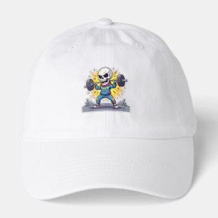 “Cute Cartoon Skeleton Weightlifter • Funny Gym Ba Hat