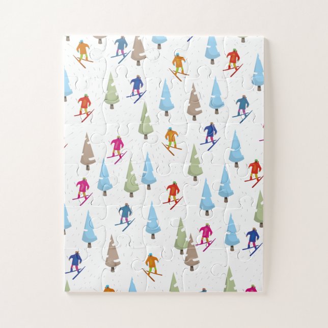 Cute Cartoon Ski slope pattern Jigsaw Puzzle (Vertical)